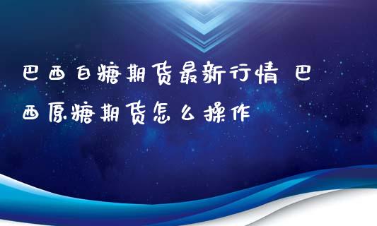 巴西白糖期货最新行情 巴西原糖期货怎么操作_https://www.iteshow.com_期货品种_第2张