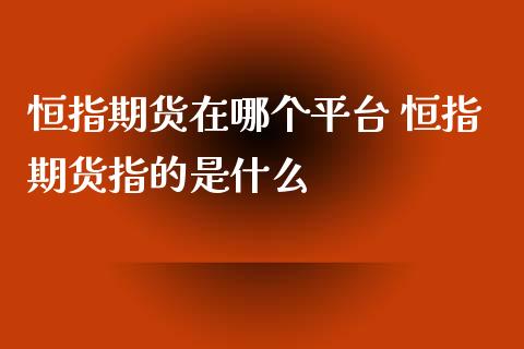 恒指期货在哪个平台 恒指期货指的是什么_https://www.iteshow.com_商品期权_第2张