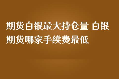 期货白银最大持仓量 白银期货哪家手续费最低_https://www.iteshow.com_原油期货_第2张