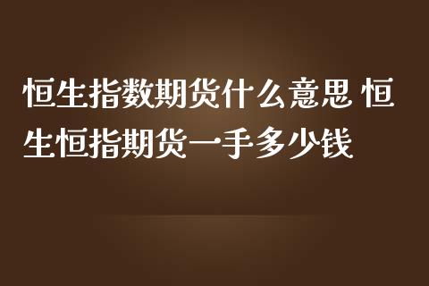 恒生指数期货什么意思 恒生恒指期货一手多少钱_https://www.iteshow.com_期货品种_第2张