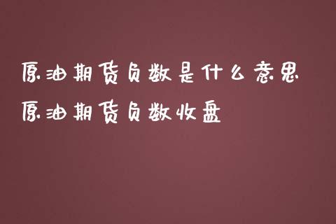 原油期货负数是什么意思 原油期货负数收盘_https://www.iteshow.com_期货品种_第2张