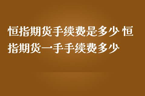 恒指期货手续费是多少 恒指期货一手手续费多少_https://www.iteshow.com_原油期货_第2张