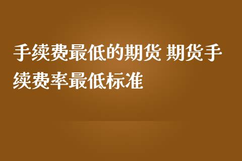 手续费最低的期货 期货手续费率最低标准_https://www.iteshow.com_商品期货_第2张