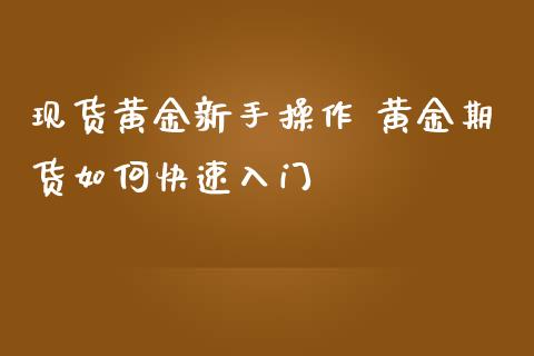 现货黄金新手操作 黄金期货如何快速入门_https://www.iteshow.com_期货品种_第2张