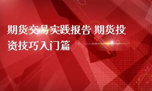 期货交易实践报告 期货投资技巧入门篇_https://www.iteshow.com_期货交易_第2张