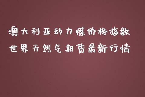 澳大利亚动力煤价格指数 世界天然气期货最新行情_https://www.iteshow.com_期货知识_第2张