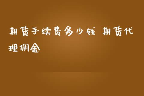 期货手续费多少钱 期货代理佣金_https://www.iteshow.com_股指期货_第2张