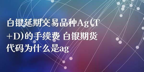 白银延期交易品种Ag(T+D)的手续费 白银期货代码为什么是ag_https://www.iteshow.com_期货品种_第2张