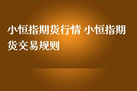 小恒指期货行情 小恒指期货交易规则_https://www.iteshow.com_股指期货_第2张