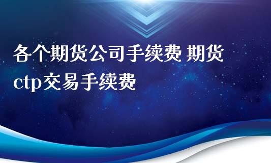 各个期货公司手续费 期货ctp交易手续费_https://www.iteshow.com_期货手续费_第2张