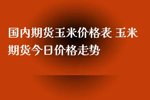 国内期货玉米价格表 玉米期货今日价格走势_https://www.iteshow.com_期货交易_第2张