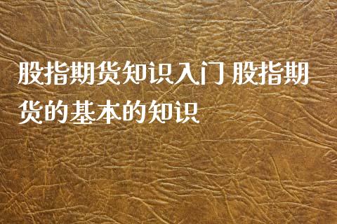 股指期货知识入门 股指期货的基本的知识_https://www.iteshow.com_股指期权_第2张