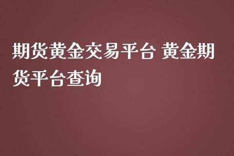 期货黄金交易平台 黄金期货平台查询_https://www.iteshow.com_期货交易_第2张