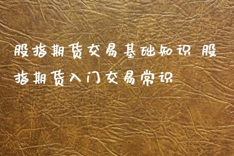 股指期货交易基础知识 股指期货入门交易常识_https://www.iteshow.com_期货手续费_第2张