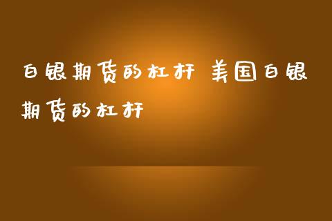 白银期货的杠杆 美国白银期货的杠杆_https://www.iteshow.com_商品期货_第2张