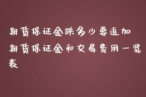 期货保证金跌多少要追加 期货保证金和交易费用一览表_https://www.iteshow.com_商品期权_第2张