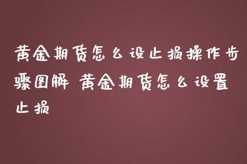 黄金期货怎么设止损操作步骤图解 黄金期货怎么设置止损_https://www.iteshow.com_期货公司_第2张