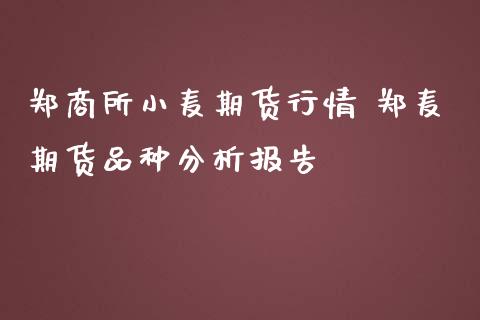 郑商所小麦期货行情 郑麦期货品种分析报告_https://www.iteshow.com_股指期权_第2张