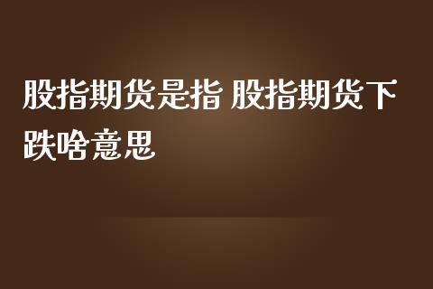 股指期货是指 股指期货下跌啥意思_https://www.iteshow.com_期货知识_第2张