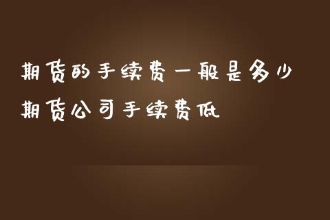 期货的手续费一般是多少 期货公司手续费低_https://www.iteshow.com_期货交易_第2张