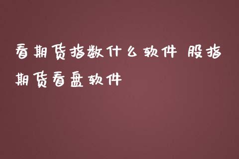 看期货指数什么软件 股指期货看盘软件_https://www.iteshow.com_期货开户_第2张