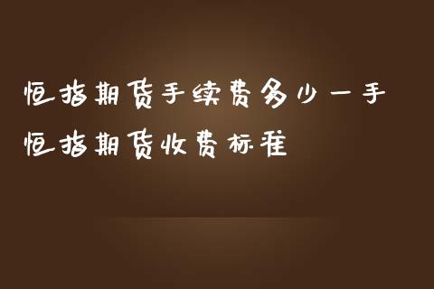 恒指期货手续费多少一手 恒指期货收费标准_https://www.iteshow.com_商品期货_第2张