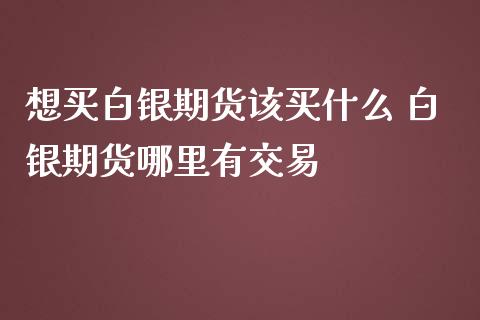 想买白银期货该买什么 白银期货哪里有交易_https://www.iteshow.com_商品期货_第2张