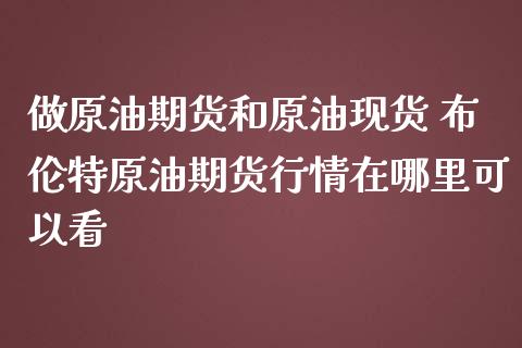 做原油期货和原油现货 布伦特原油期货行情在哪里可以看_https://www.iteshow.com_商品期权_第2张