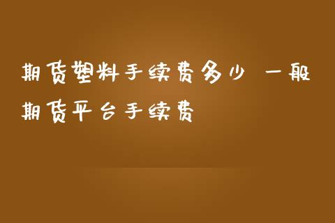 期货塑料手续费多少 一般期货平台手续费_https://www.iteshow.com_期货品种_第2张