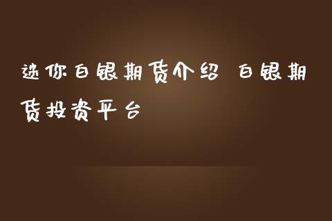 迷你白银期货介绍 白银期货投资平台_https://www.iteshow.com_股指期货_第2张