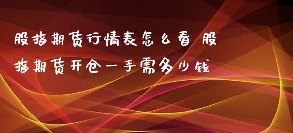 股指期货行情表怎么看 股指期货开仓一手需多少钱_https://www.iteshow.com_股指期货_第2张