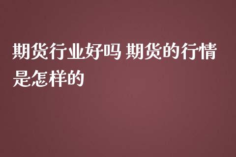 期货行业好吗 期货的行情是怎样的_https://www.iteshow.com_期货开户_第2张