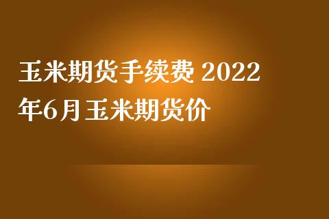 玉米期货手续费 2022年6月玉米期货价_https://www.iteshow.com_原油期货_第2张