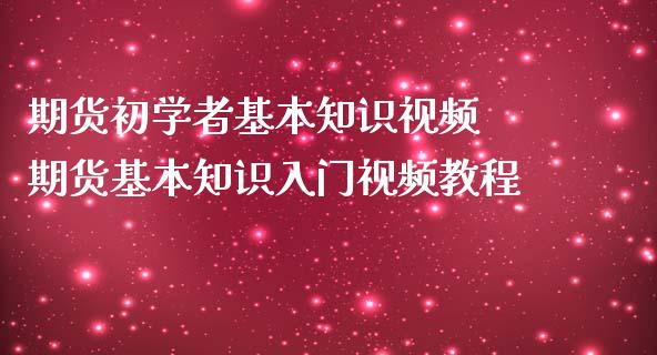 期货初学者基本知识视频 期货基本知识入门视频教程_https://www.iteshow.com_期货品种_第2张