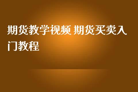 期货教学视频 期货买卖入门教程_https://www.iteshow.com_商品期权_第2张