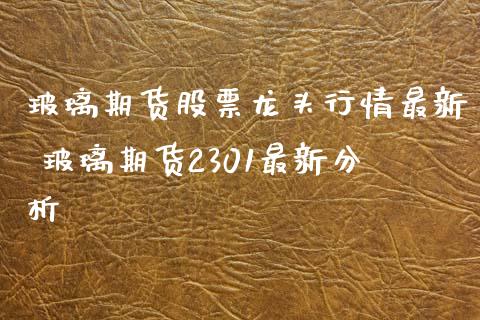 玻璃期货股票龙头行情最新 玻璃期货2301最新分析_https://www.iteshow.com_期货品种_第2张