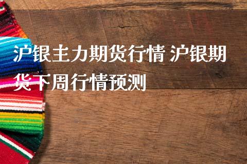 沪银主力期货行情 沪银期货下周行情预测_https://www.iteshow.com_期货知识_第2张