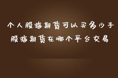 个人股指期货可以买多少手 股指期货在哪个平台交易_https://www.iteshow.com_股指期货_第2张