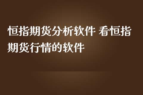 恒指期货分析软件 看恒指期货行情的软件_https://www.iteshow.com_期货知识_第2张