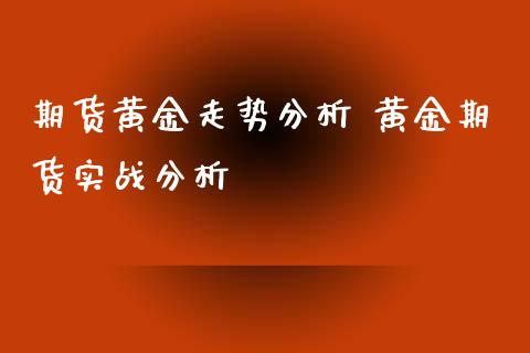 期货黄金走势分析 黄金期货实战分析_https://www.iteshow.com_期货公司_第2张