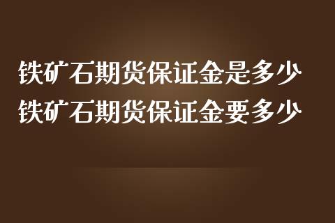 铁矿石期货保证金是多少 铁矿石期货保证金要多少_https://www.iteshow.com_期货手续费_第2张