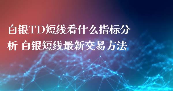 白银TD短线看什么指标分析 白银短线最新交易方法_https://www.iteshow.com_原油期货_第2张