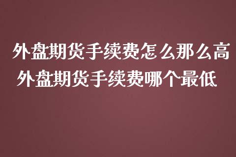 外盘期货手续费怎么那么高 外盘期货手续费哪个最低_https://www.iteshow.com_商品期权_第2张