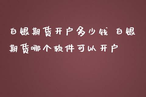 白银期货开户多少钱 白银期货哪个软件可以开户_https://www.iteshow.com_商品期货_第2张