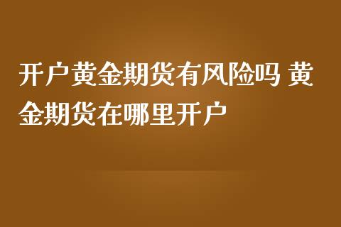 开户黄金期货有风险吗 黄金期货在哪里开户_https://www.iteshow.com_商品期货_第2张