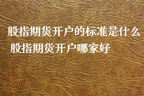 股指期货开户的标准是什么 股指期货开户哪家好_https://www.iteshow.com_期货开户_第2张