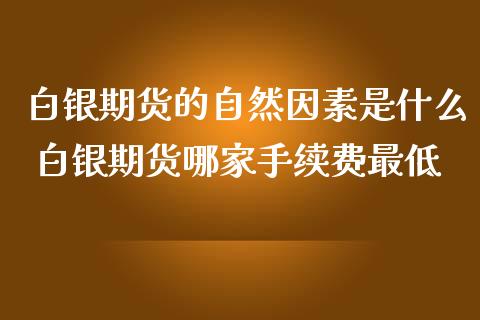 白银期货的自然因素是什么 白银期货哪家手续费最低_https://www.iteshow.com_商品期权_第2张