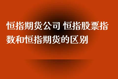 恒指期货公司 恒指股票指数和恒指期货的区别_https://www.iteshow.com_期货品种_第2张