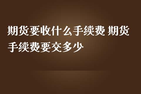 期货要收什么手续费 期货手续费要交多少_https://www.iteshow.com_商品期权_第2张