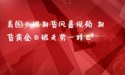 美国白银期货风暴视频 期货黄金白银走势一样么_https://www.iteshow.com_期货品种_第2张